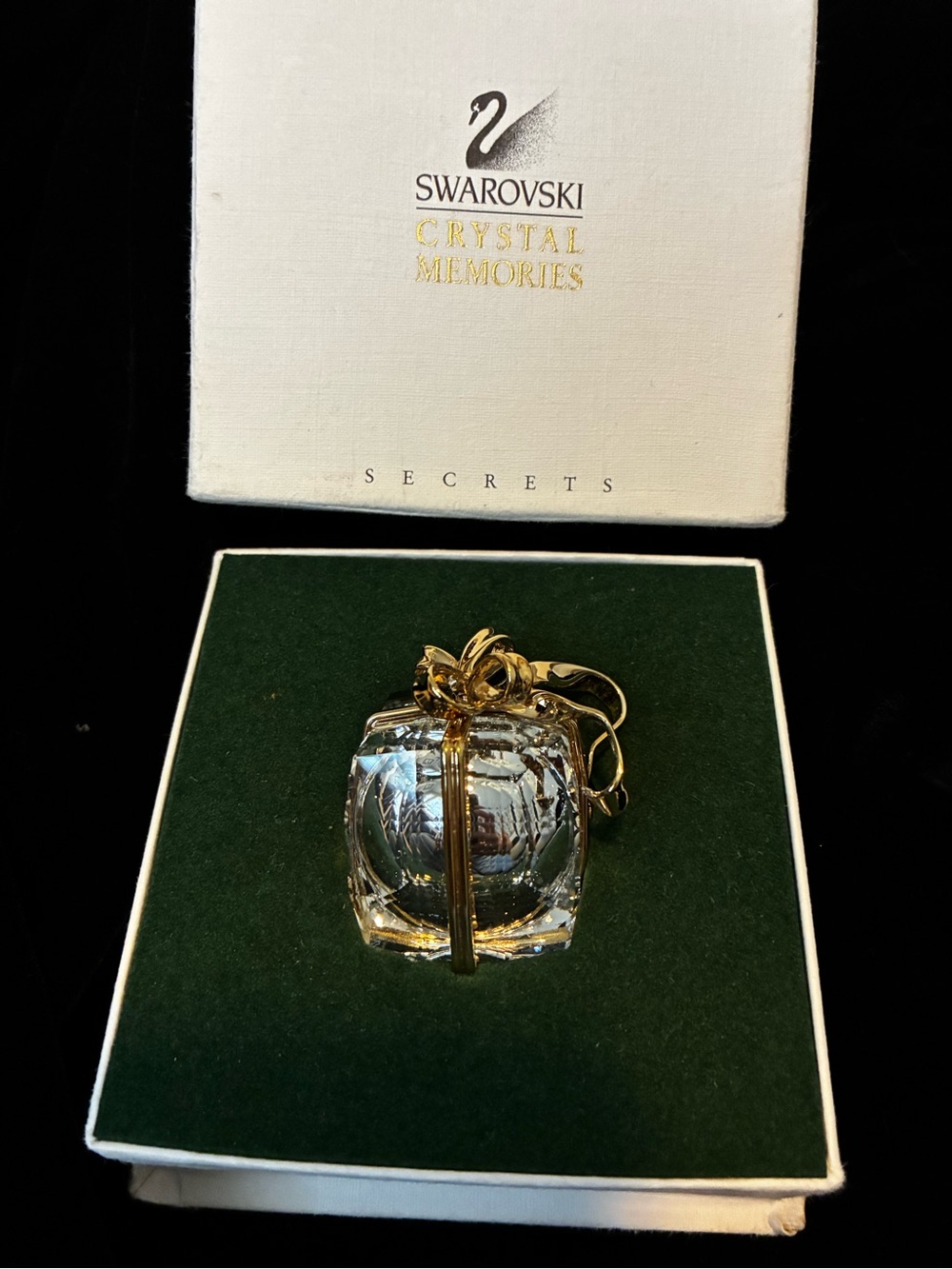 Swarovski Clear Crystal Gift Watch with 18k Gold-Plated Ribbon Accent